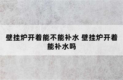 壁挂炉开着能不能补水 壁挂炉开着能补水吗